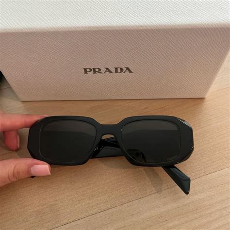 womens prada sunglasses black|runway 49mm rectangular sunglasses.